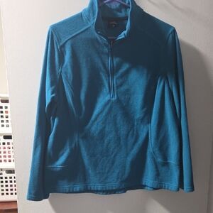 Lands' End Men's Teal Quarter-Zip Sweater